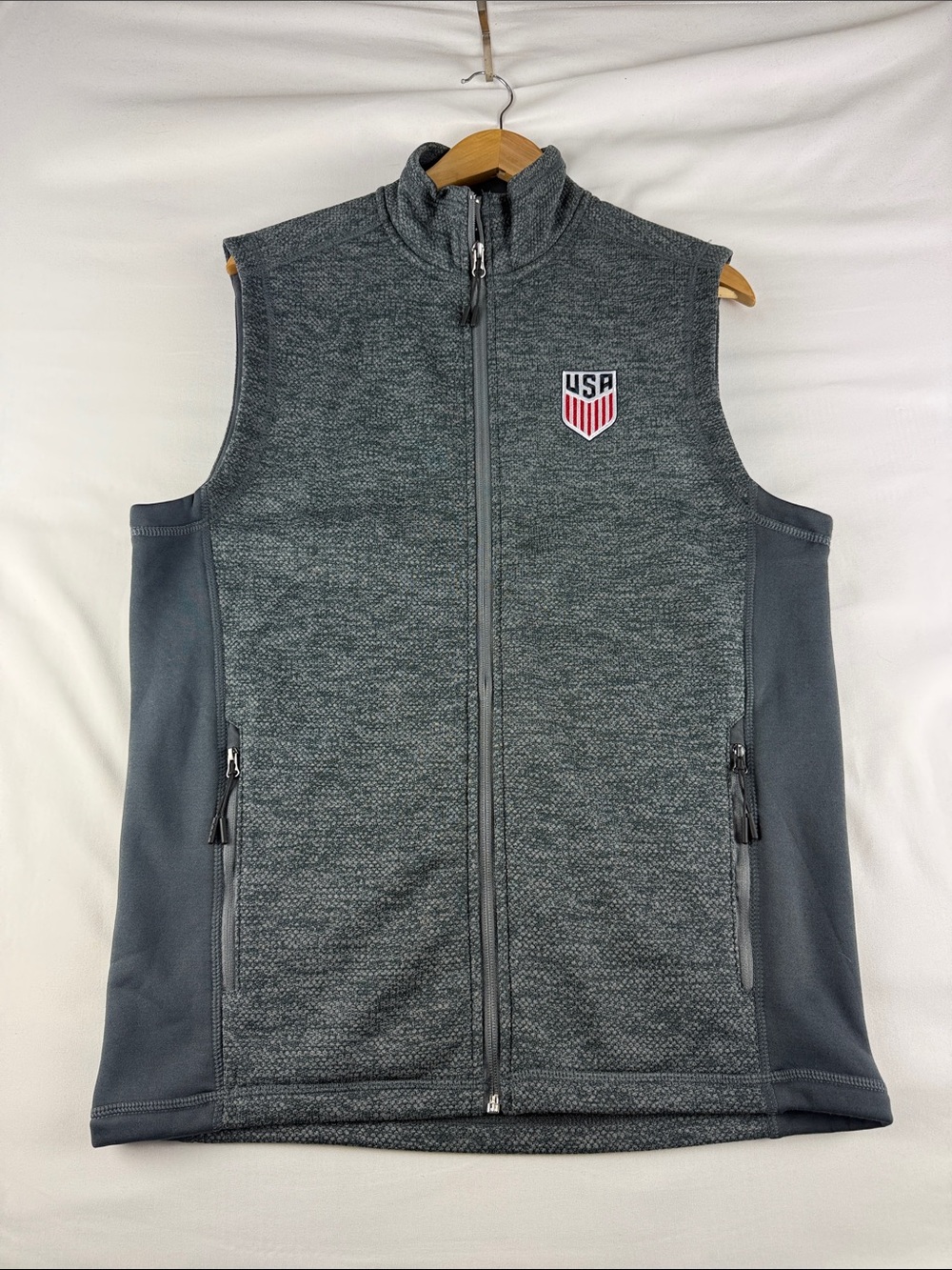 Antigua USA Gray Vest Men's Medium American Flag Patriotic